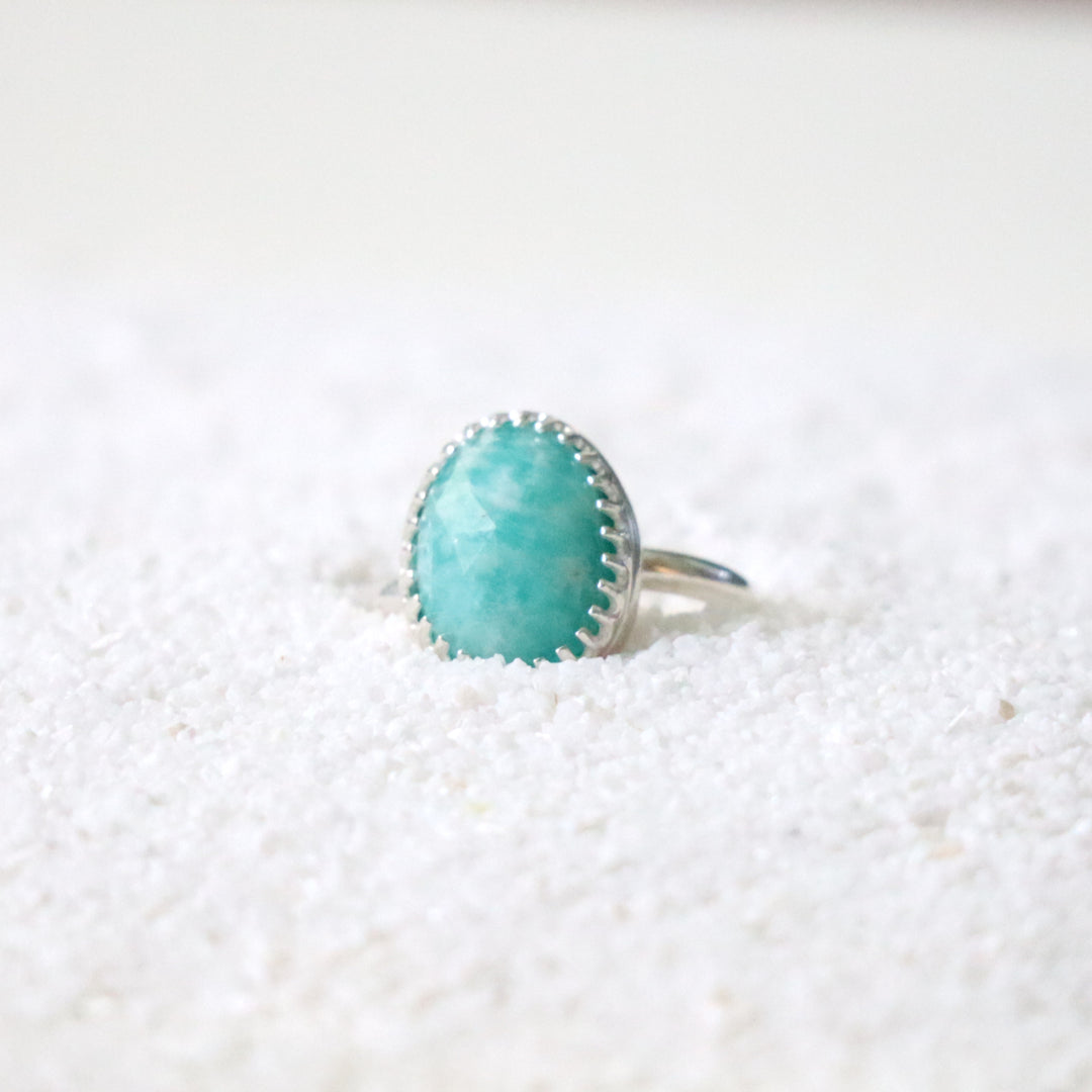 one of a kind amazonite statement ring sterling silver size 6