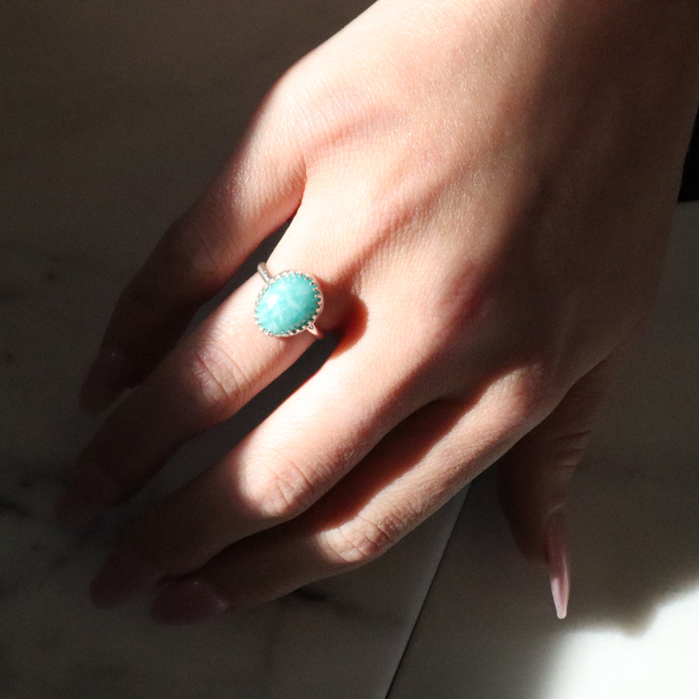 one of a kind amazonite statement ring sterling silver size 6