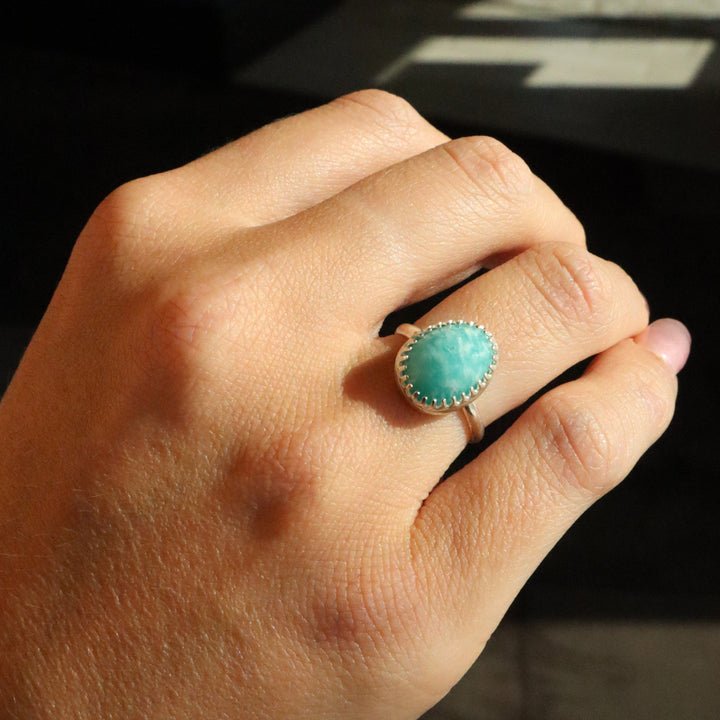 one of a kind amazonite statement ring sterling silver size 6