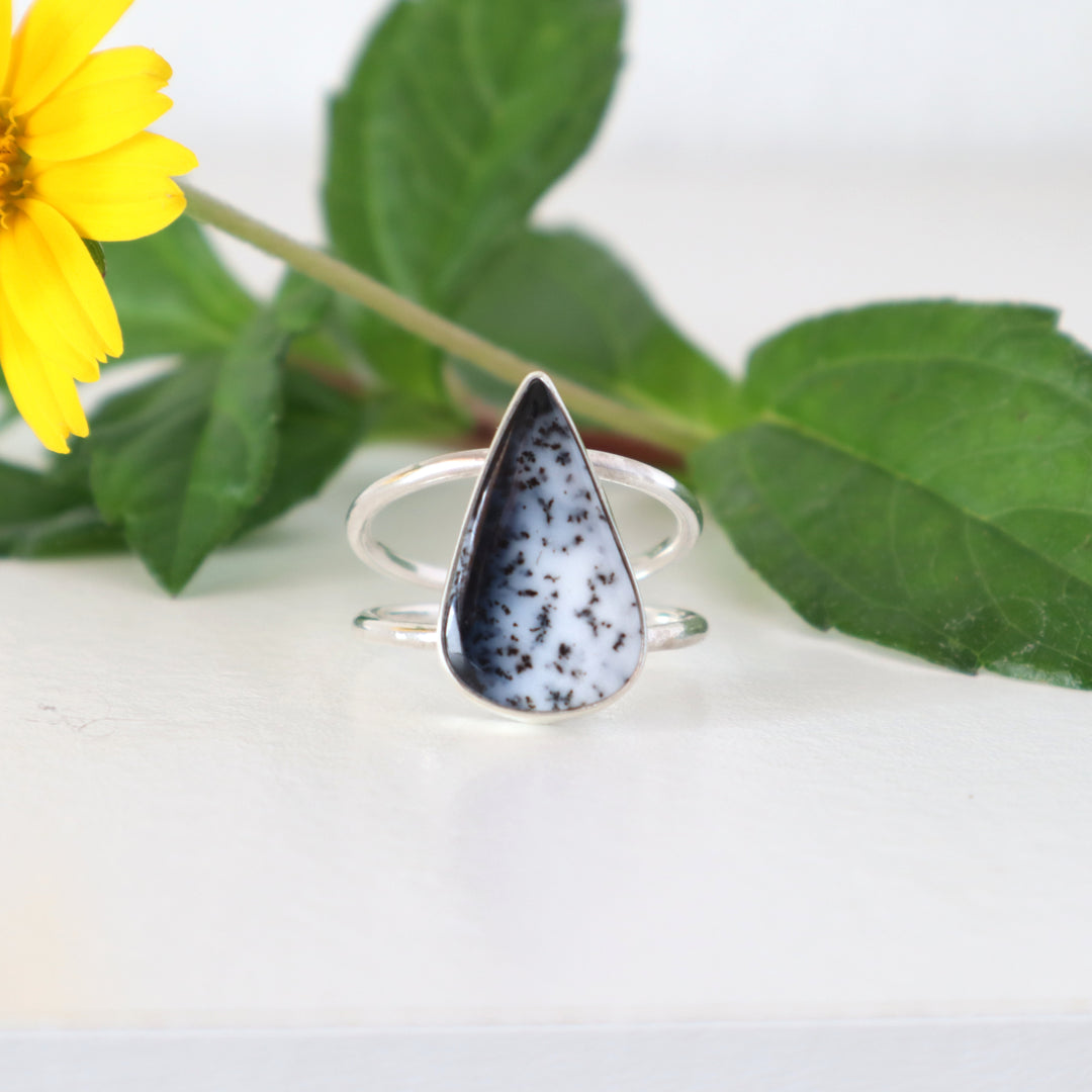 one of a kind dendritic agate ring size 8