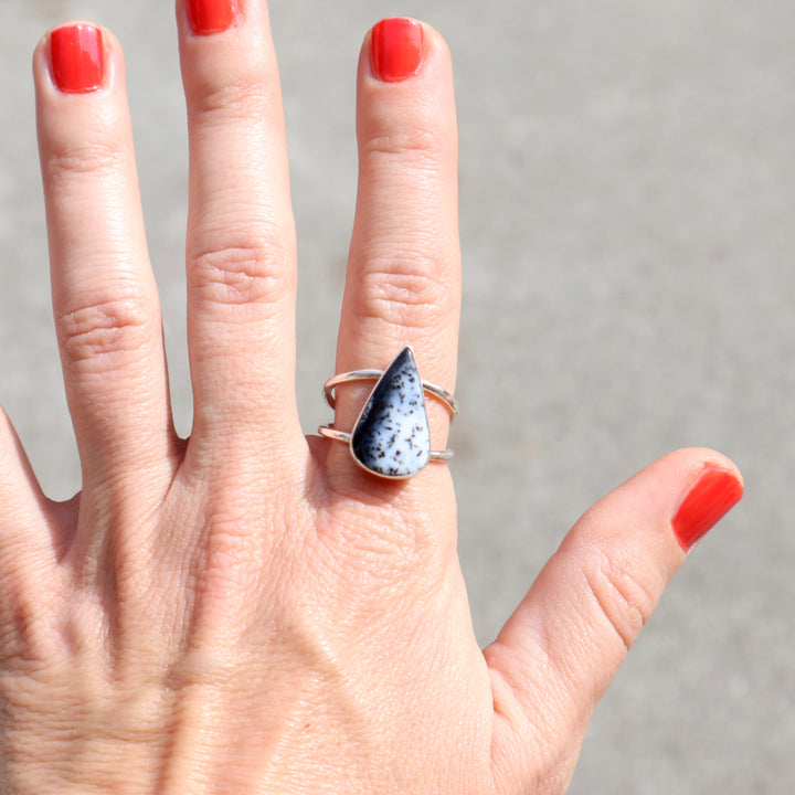 one of a kind dendritic agate ring size 8