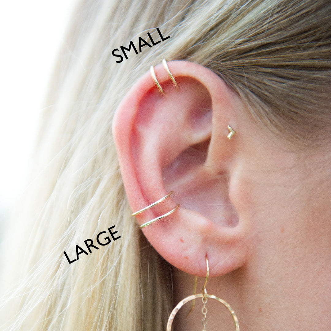 Double wire ear cuff in sterling silver or 14k gold filled