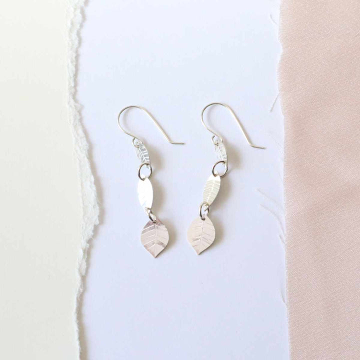 Leaf nature inspired earrings in sterling silver or 14k gold filled