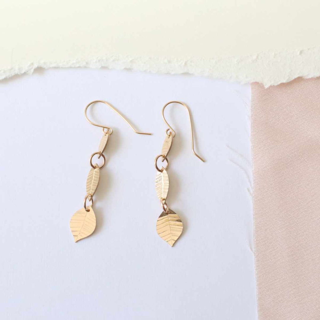 Leaf nature inspired earrings in sterling silver or 14k gold filled