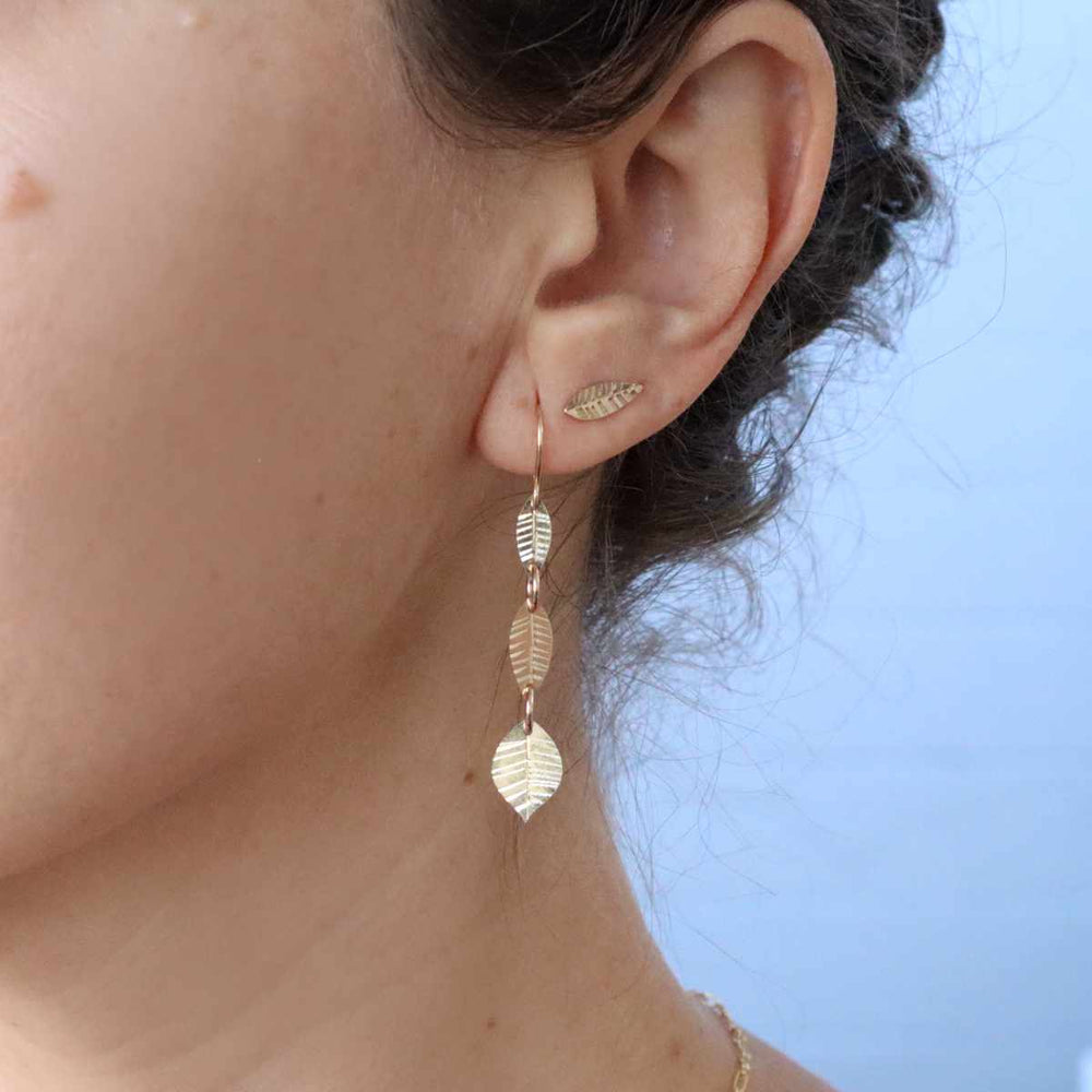 Leaf nature inspired earrings in sterling silver or 14k gold filled