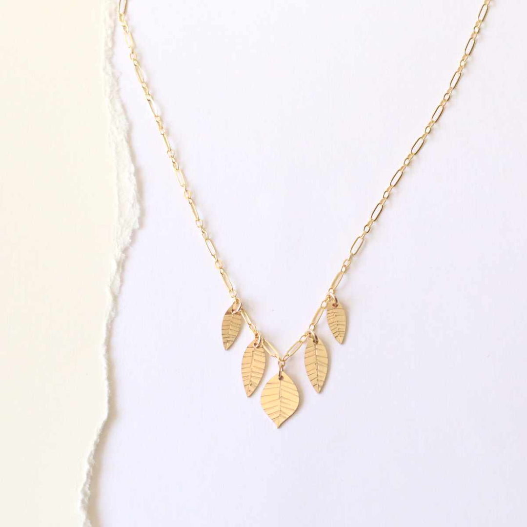 Leaf nature inspired necklace in sterling silver or 14k gold filled