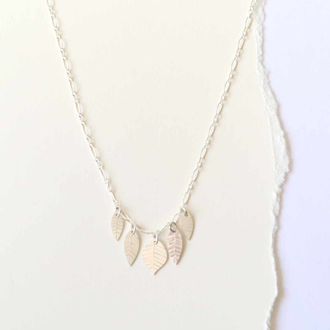 Leaf nature inspired necklace in sterling silver or 14k gold filled