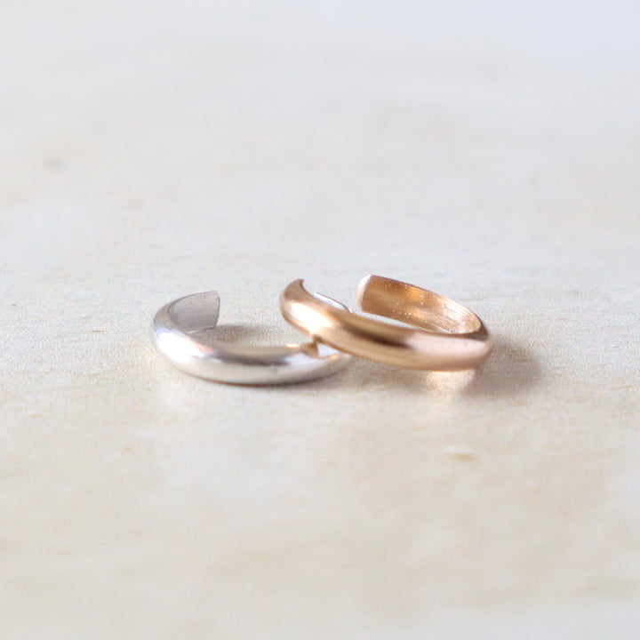 Classic ear cuff half round wire in sterling silver or 14k gold filled with polished or textured finish