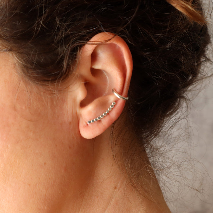 Classic ear cuff half round wire in sterling silver or 14k gold filled with polished or textured finish