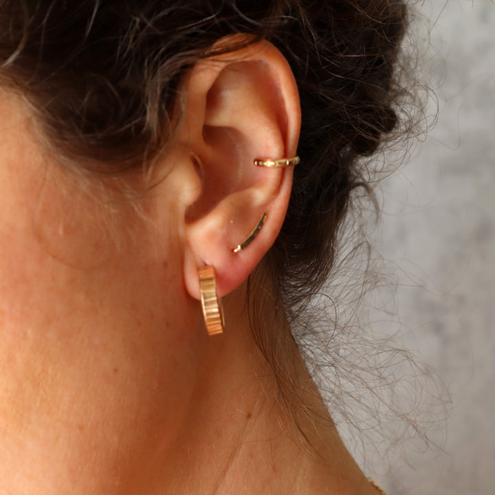 Classic ear cuff half round wire in sterling silver or 14k gold filled with polished or textured finish