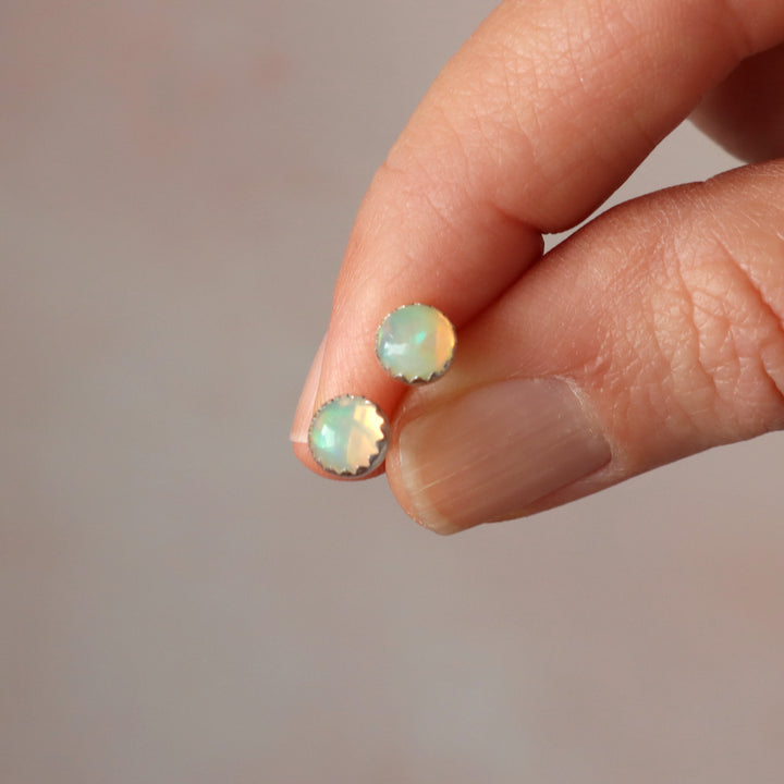 one of a kind sterling silver opal stud earrings