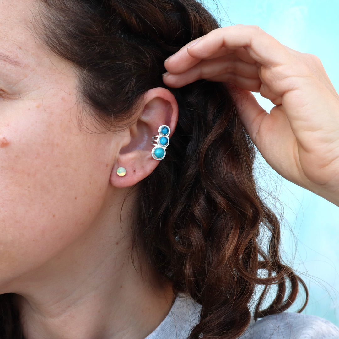 one of a kind sterling silver opal stud earrings