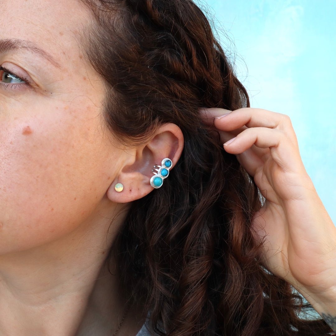 one of a kind sterling silver turquoise ear cuff