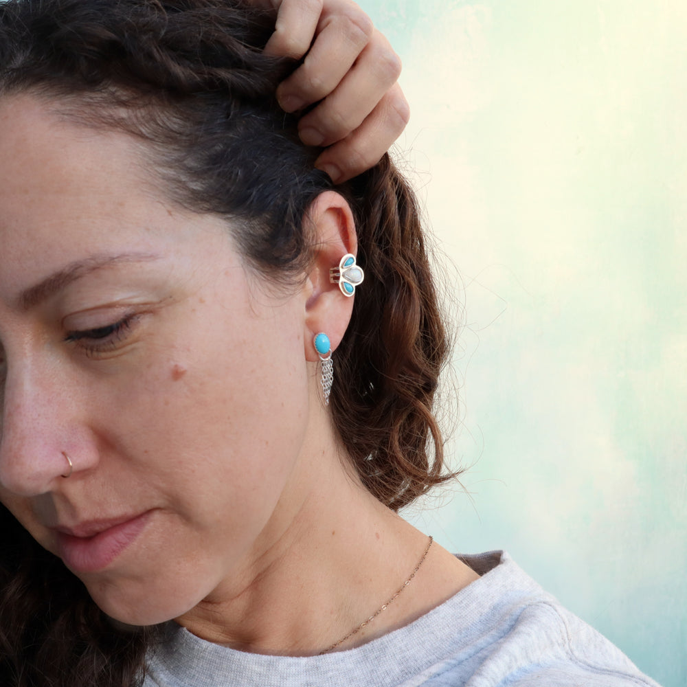 one of a kind sterling silver kingman turquoise stud earrings