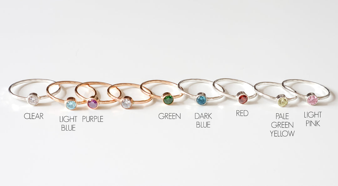 CZ colored stacking rings birthstone ring twinkle rings