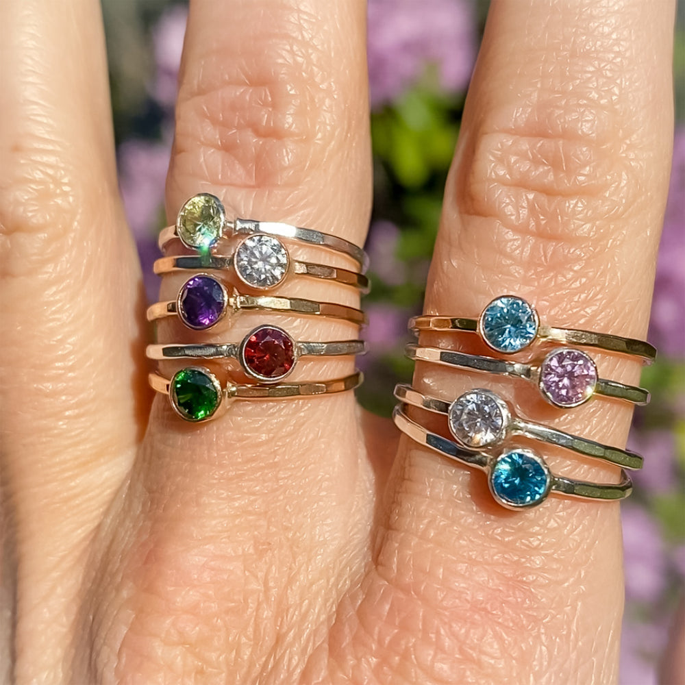 CZ colored stacking rings birthstone ring twinkle rings