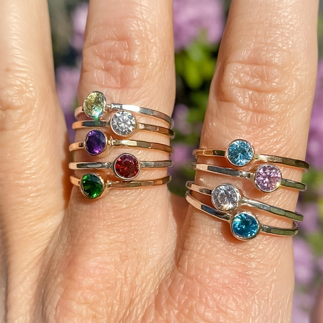 CZ colored stacking rings birthstone ring twinkle rings