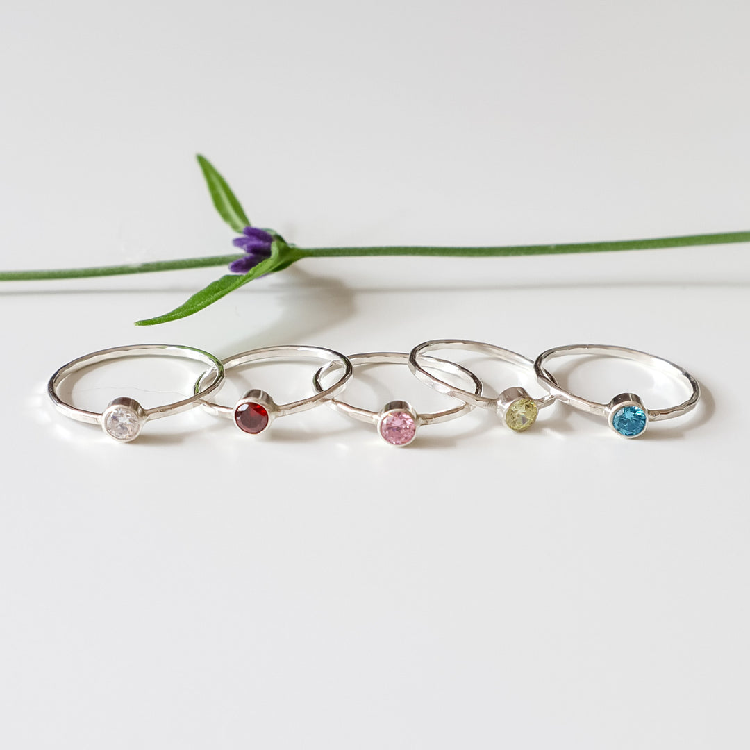 CZ colored stacking rings birthstone ring twinkle rings