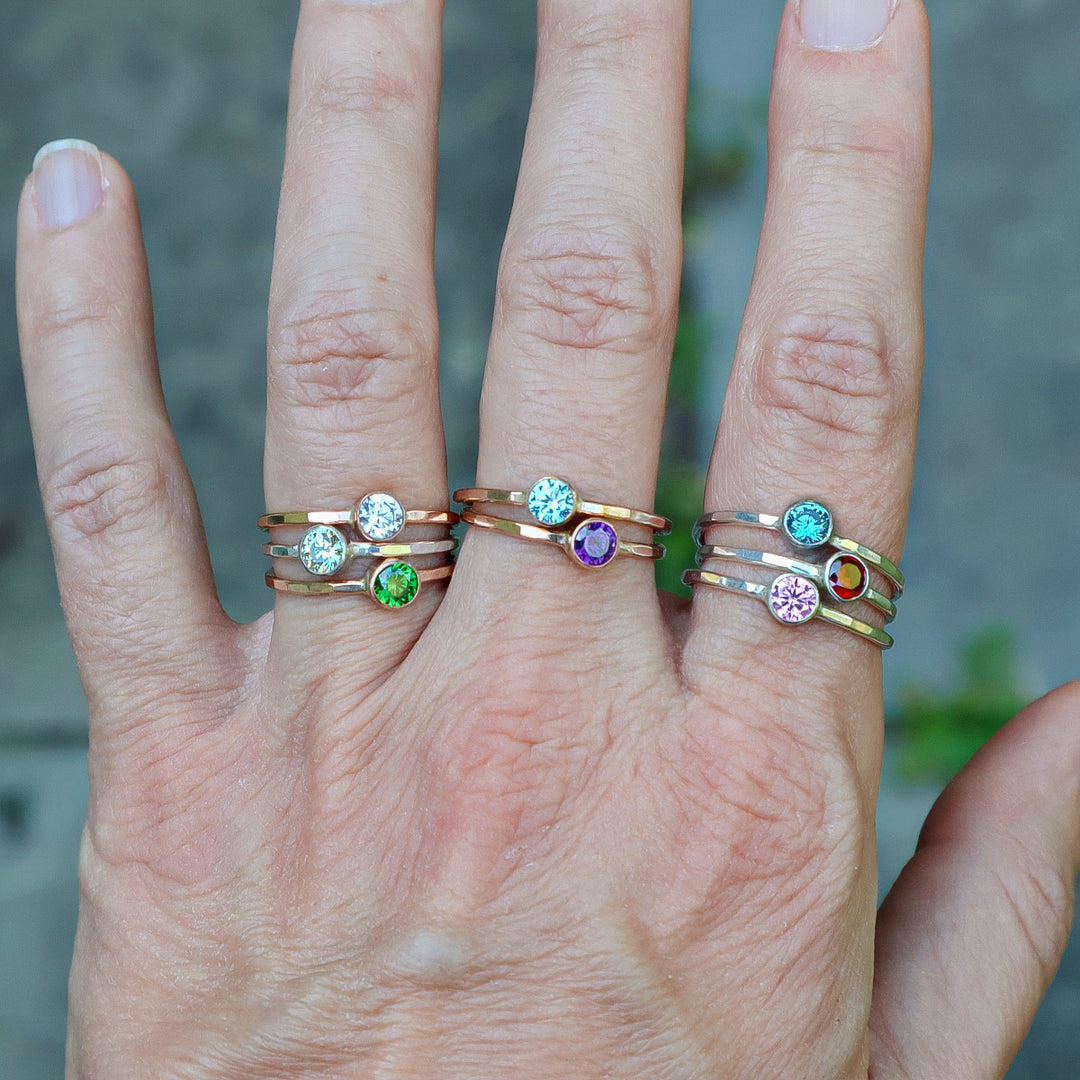 CZ colored stacking rings birthstone ring twinkle rings