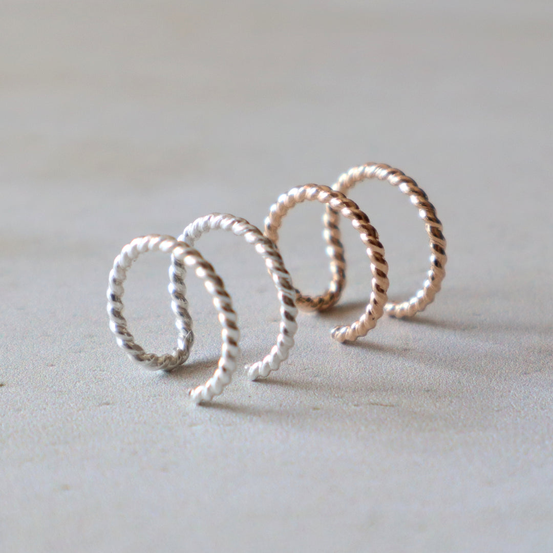 twisted double wire ear cuff in sterling silver or 14k gold filled