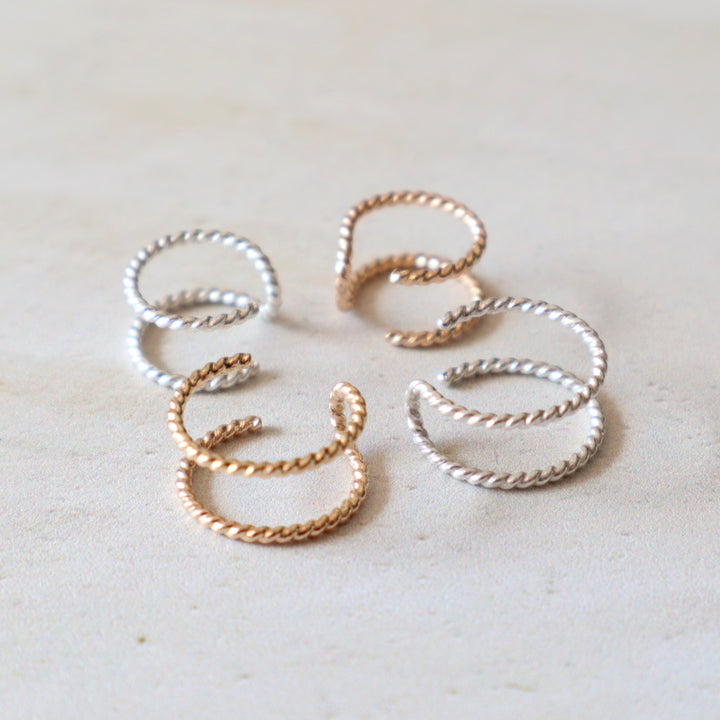 twisted double wire ear cuff in sterling silver or 14k gold filled