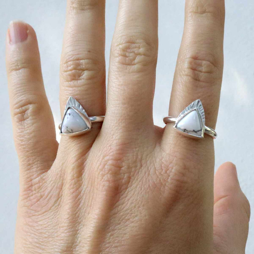 one of a kind sterling silver white howlite triangle ring