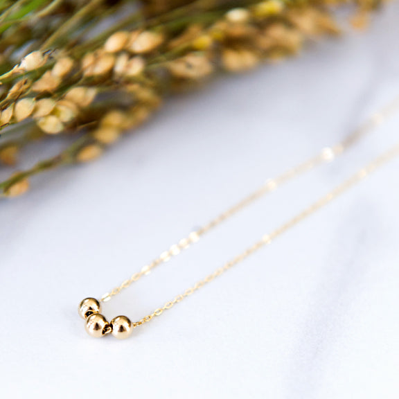 Bead necklace in sterling silver or 14k gold filled by Blossom and Shine