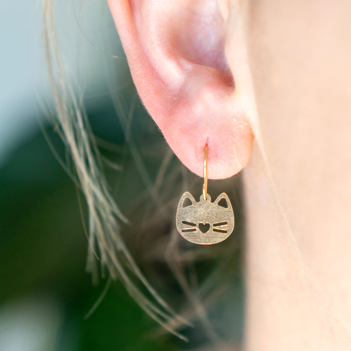 Cat earrings in sterling silver or 14k gold filled