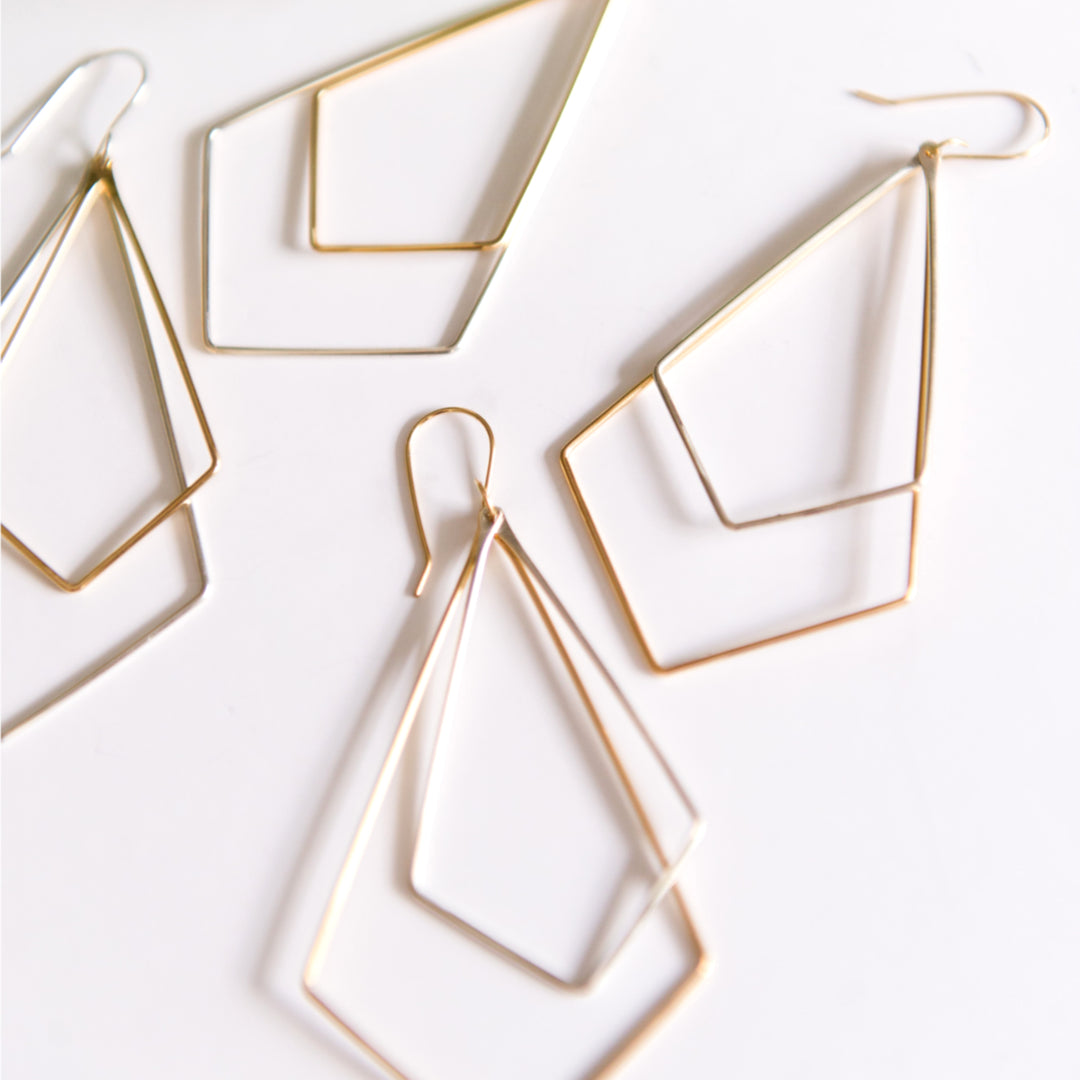 Mixed metal chevron earrings in sterling silver or 14k gold filled