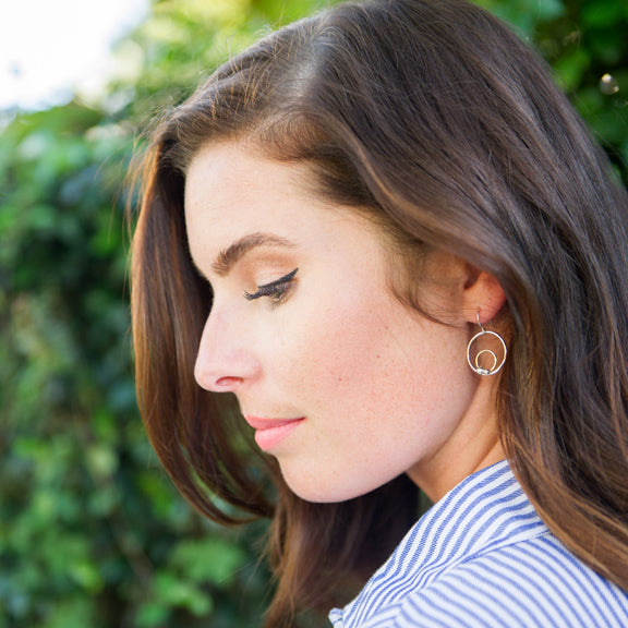 Mixed metal circle earrings in sterling silver and 14k gold filled