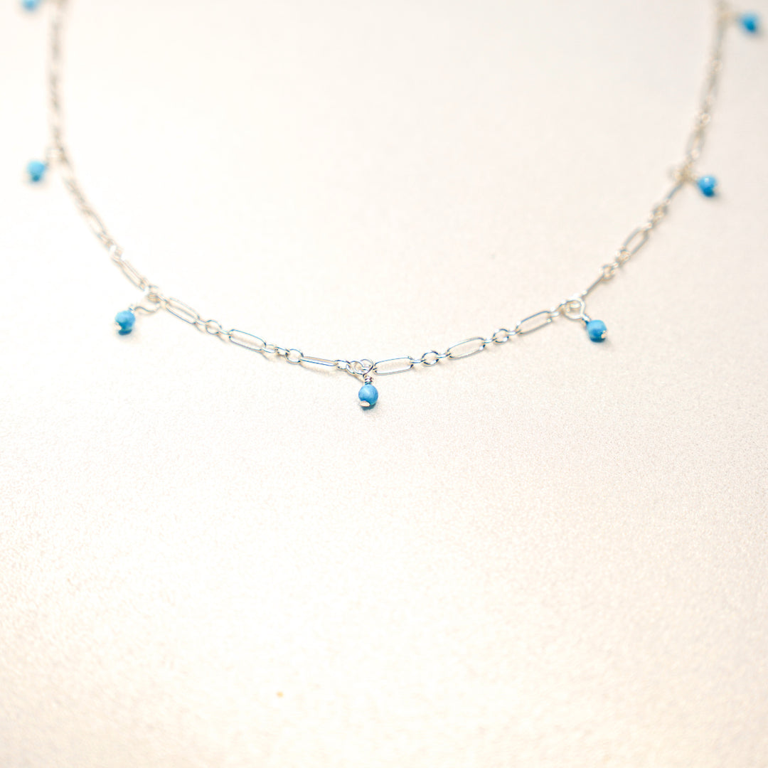 Gemstone choker necklace in sterling silver or 14k gold filled