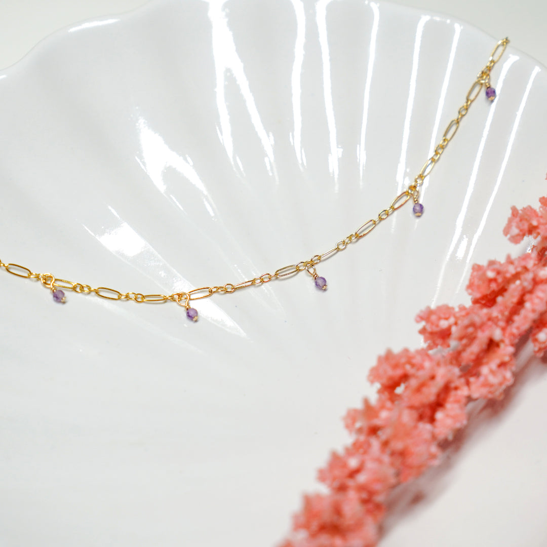 Gemstone choker necklace in sterling silver or 14k gold filled