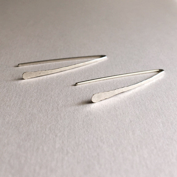 Dainty hammered hook earrings in sterling silver or 14k gold filled by Blossom and Shine