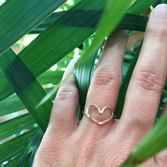 Dainty open heart ring in sterling silver or 14k gold filled by Blossom and Shine