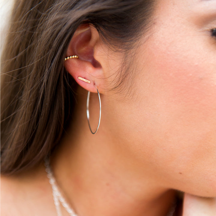 Dainty hammered hoop earrings in sterling silver or 14k gold filled