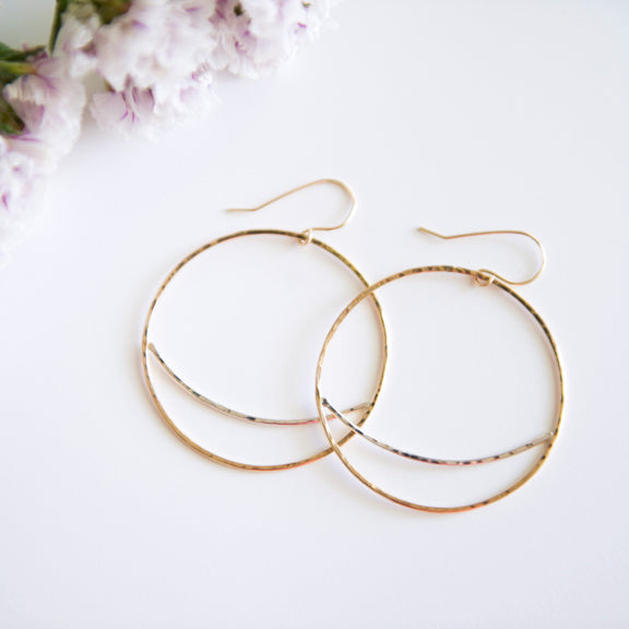 Mixed metal large circle earrings in sterling silver or 14k gold filled by Blossom and Shine