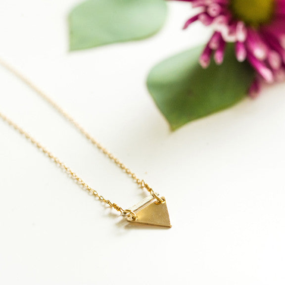 Mixed metal little triangle necklace in sterling silver or 14k gold filled by Blossom and Shine