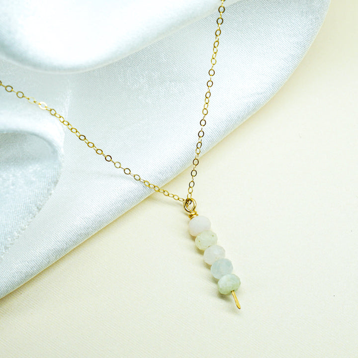 Moonrise drop necklace with morganite beads in sterling silver or 14k gold filled by Blossom and Shine