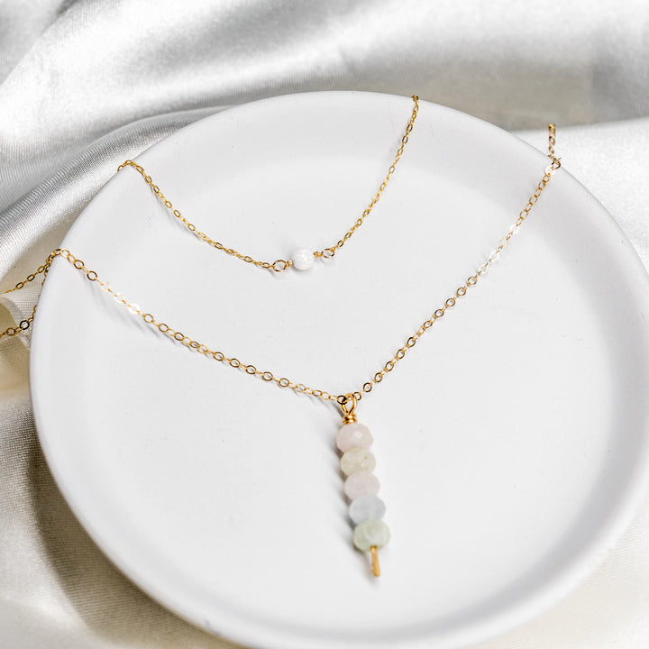 Curated set opal choker necklace and moonrise morganite necklace in sterling silver or 14k gold filled by Blossom and Shine