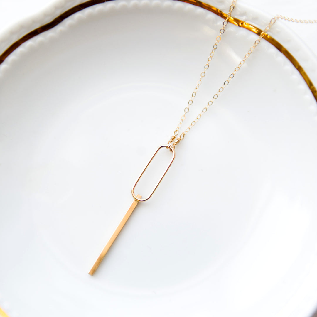 Opposites attract oval bar necklace in sterling silver or 14k gold filled by Blossom and Shine