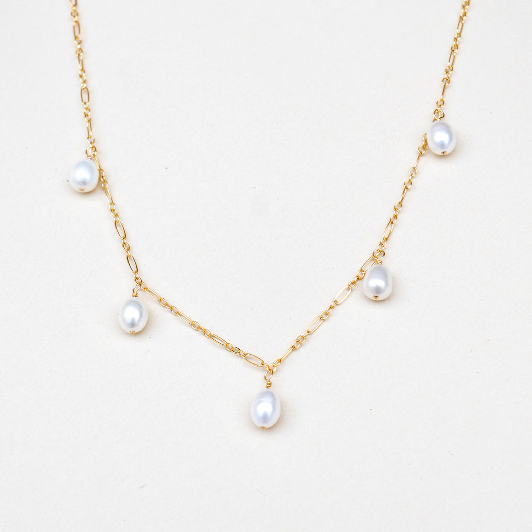 freshwater pearl necklace in sterling silver or 14k gold filled