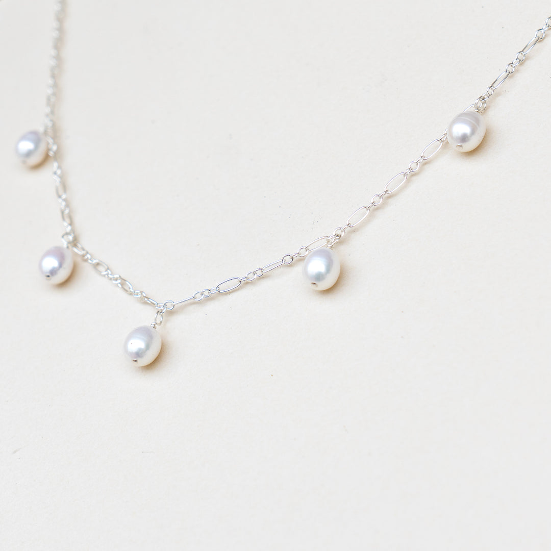 freshwater pearl necklace in sterling silver or 14k gold filled