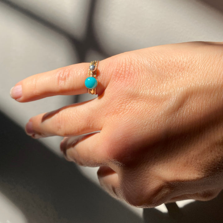 Gemstone stacking ring set with two twisted rings in 14k gold filled