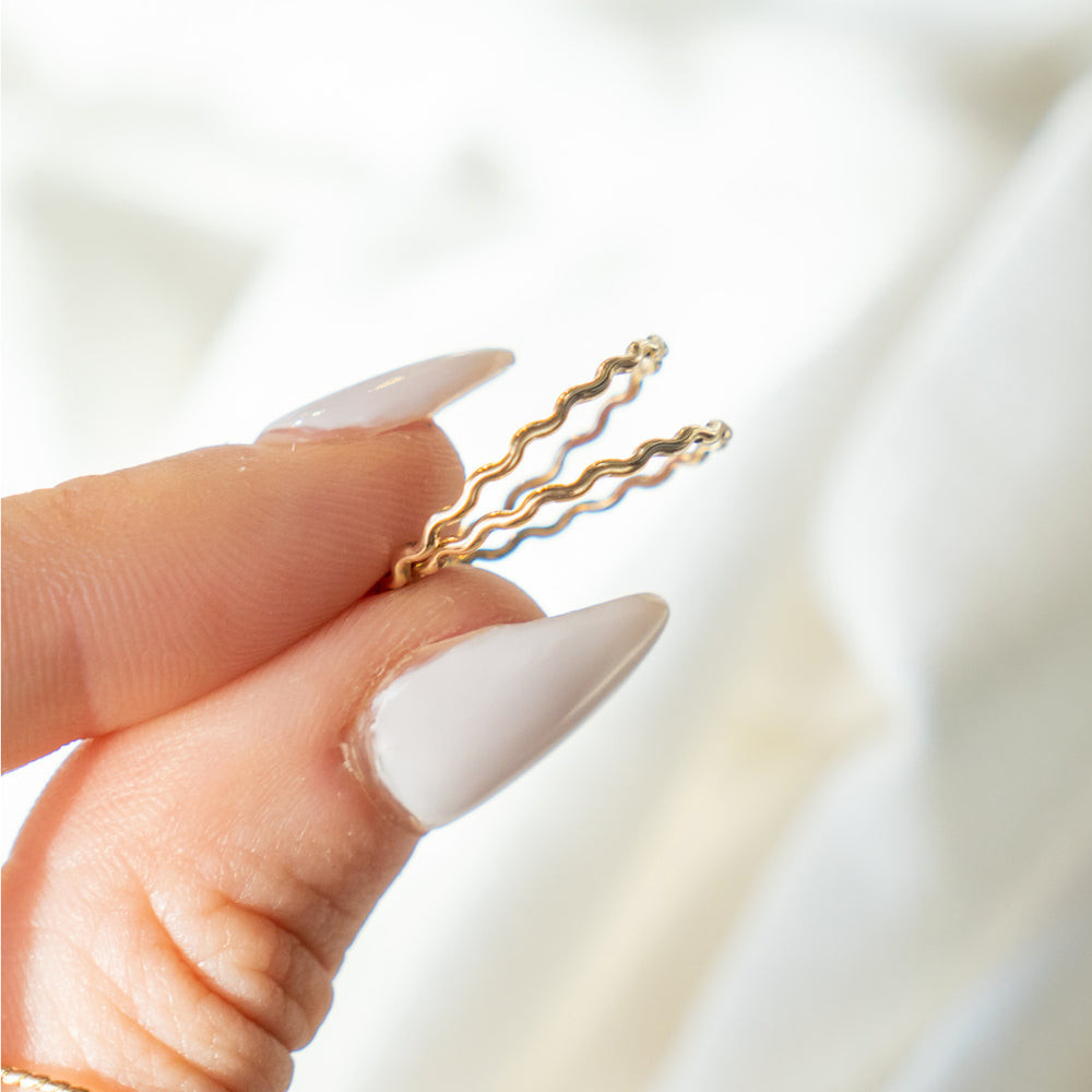 squiggle wavy stacking rings in sterling silver or 14k gold filled