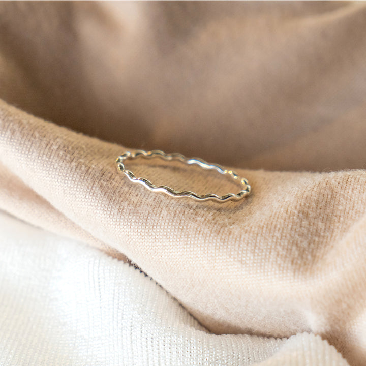 squiggle wavy stacking rings in sterling silver or 14k gold filled