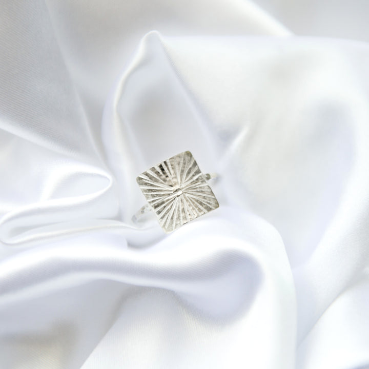 star burst square ring in sterling silver or 14k gold filled by Blossom and Shine