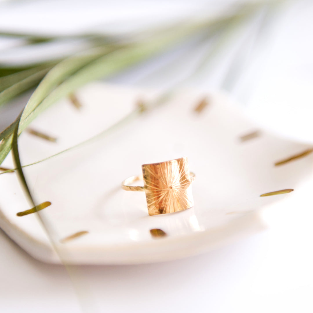 star burst square ring in sterling silver or 14k gold filled by Blossom and Shine