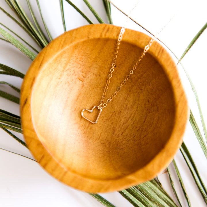 Tiny heart necklace in sterling silver or 14k gold filled by Blossom and Shine