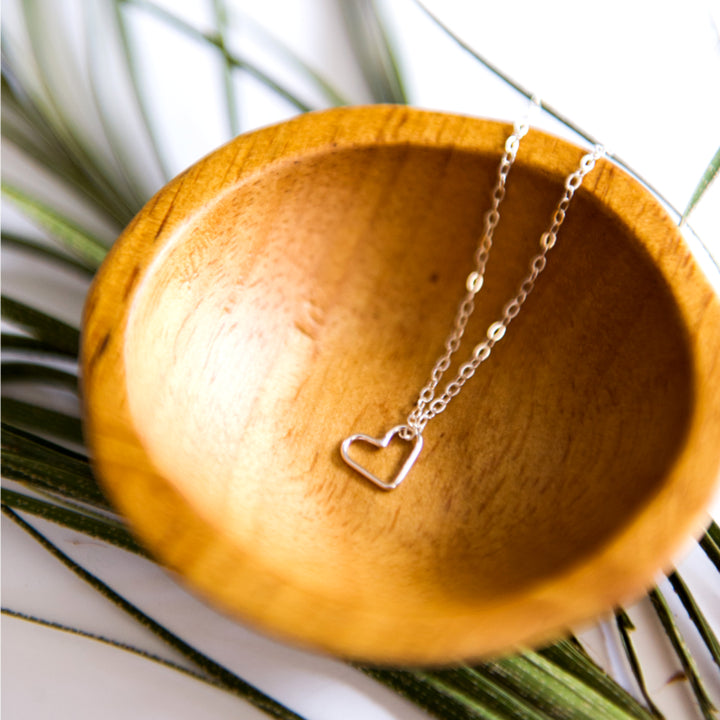 Tiny heart necklace in sterling silver or 14k gold filled by Blossom and Shine