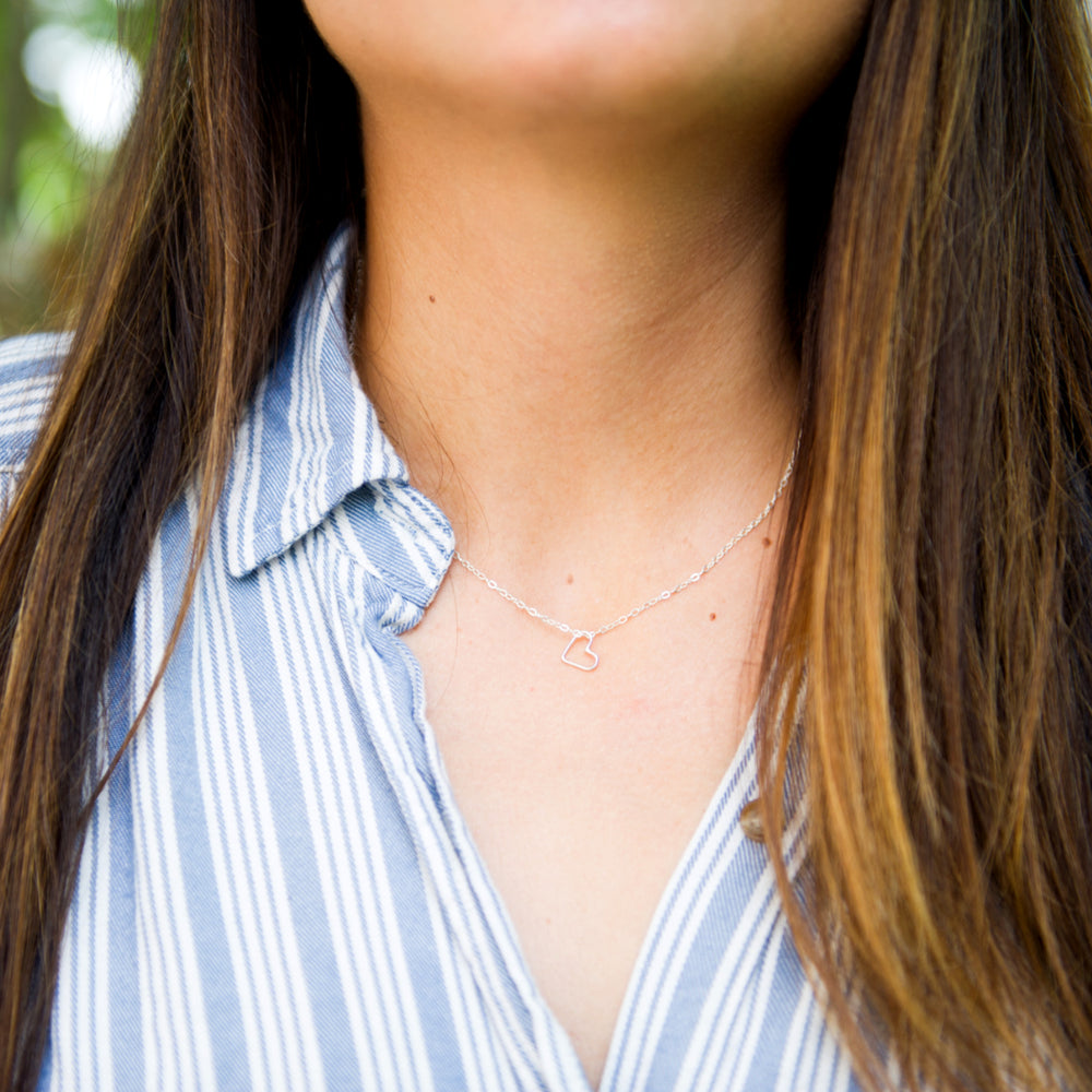 Tiny heart necklace in sterling silver or 14k gold filled by Blossom and Shine